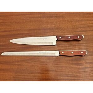 Vintage Maxam Steel Knife Lot – Set of 2 – Made in Japan – Wood Handles
